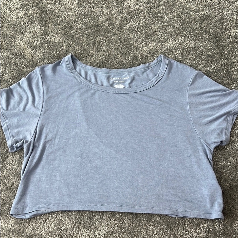 American Eagle Outfitters Blue Crop T-Shirt Short Sleeve